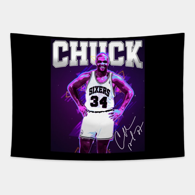 Charles Barkley The Chuck Basketball Legend Signature Vintage Retro 80s 90s Bootleg Rap Style Tapestry by CarDE