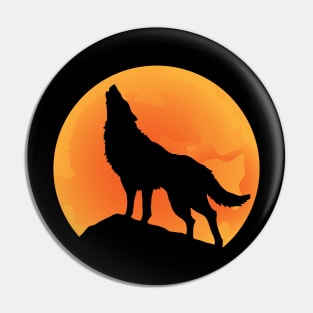 Orange moonlight wolf Pin