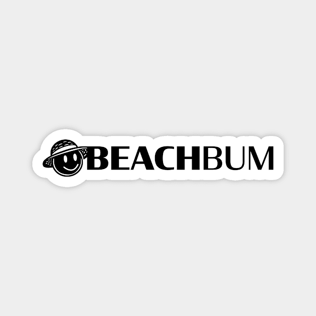 Beach Bum: Smiley Face (Black) Magnet by Long Legs Design