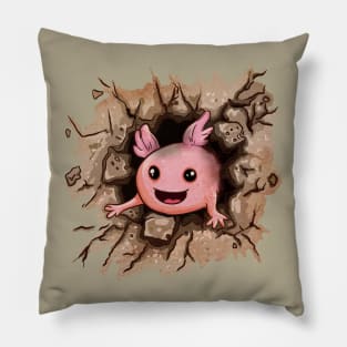 Axolotl in a Wall Hole Pillow