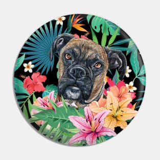 Tropical Brindle Boxer Dog 1 Pin