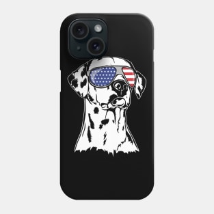 Proud Dalmatian American Flag sunglasses dog Phone Case