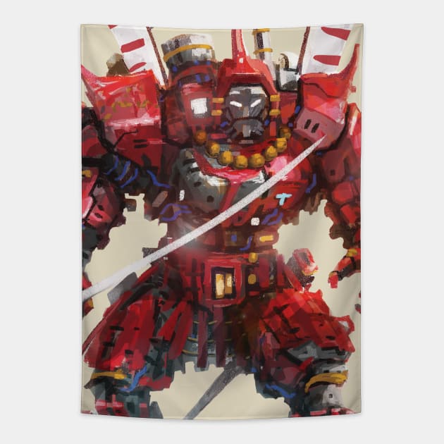 RED SAMURAI Tapestry by nakarts