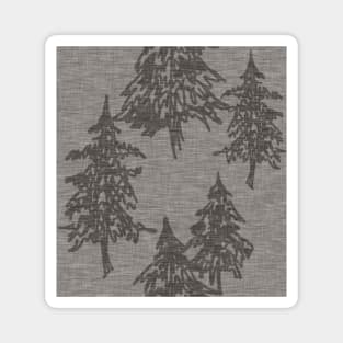 Evergreen Trees - Dark Grey Linen Texture Magnet