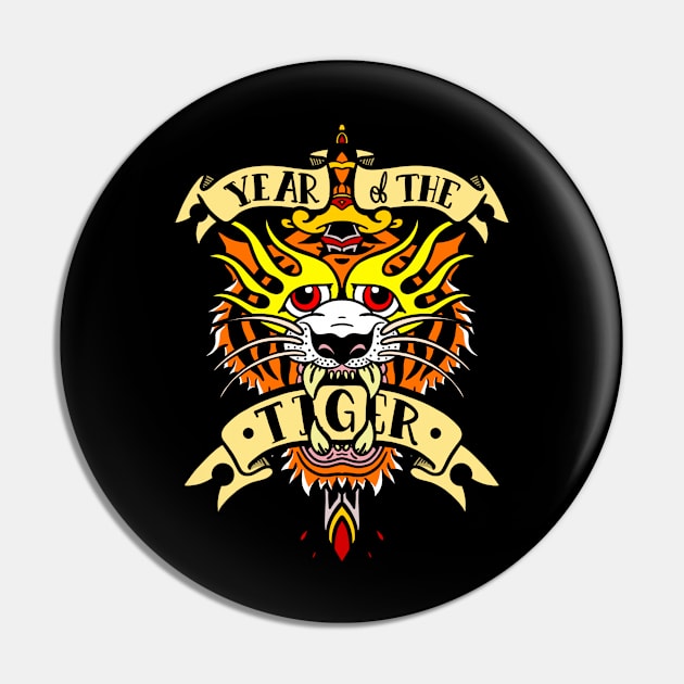 Year of the Tiger Tattoo Shirt Pin by PrettyGoodPosters