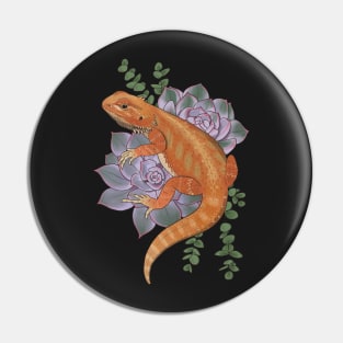 Bearded Dragon with Succulents Pin