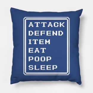 Final Fantasy Battle Menu Eat Poop Sleep Warrior Version Pillow