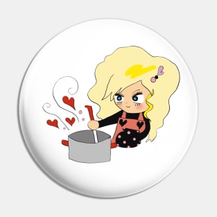 little girl cooks with love Pin