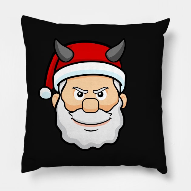 ugly christmas evil santa claus horns devil satan Pillow by gossiprag