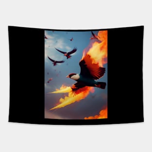 The Burning Bird Flying In Sky. Tapestry