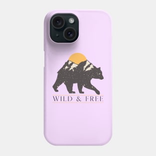 Wild & Free Starry Night Bear, Mountain Scape View Phone Case