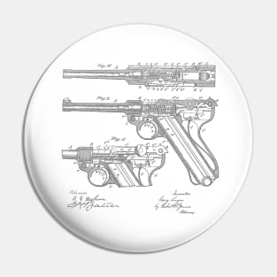 Gun Design vintage patent drawing Pin
