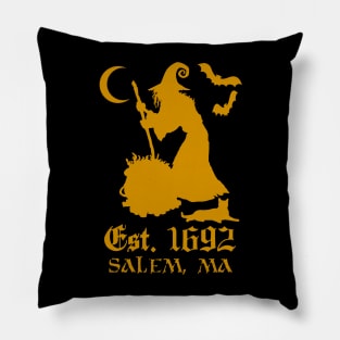 Salem Massachusetts Est. 1692 - Halloween Witch (ORANGE) Pillow