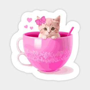 Cute kitten in a cup Magnet