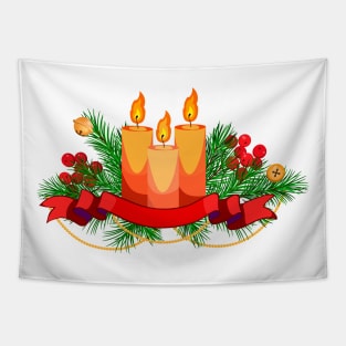 Сhristmas arrangement with fir branches, candles Tapestry