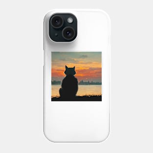 Cat watching a sunset Phone Case