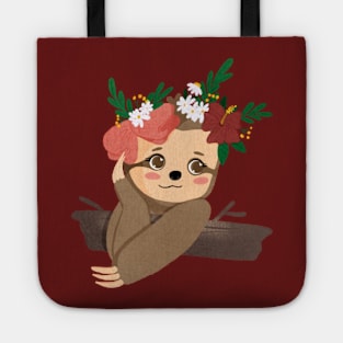 cute little sloth with flower crown Tote