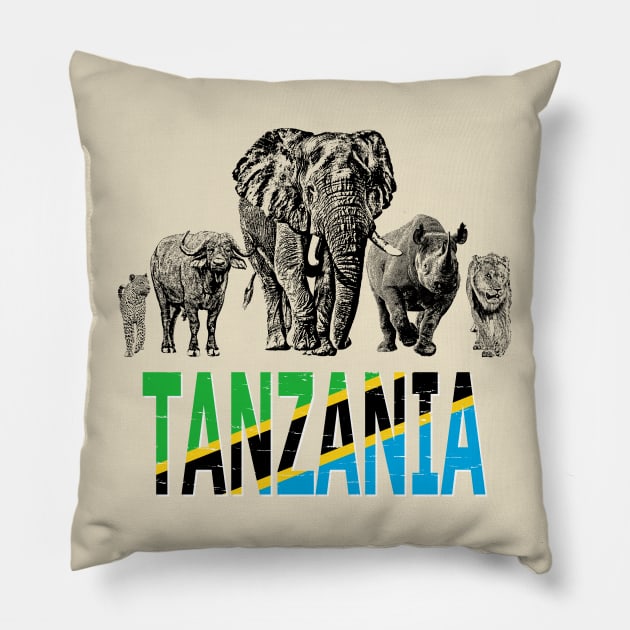 Africa's Big 5 for Tanzanians Pillow by scotch