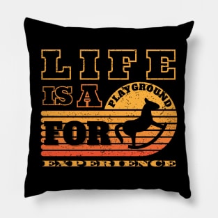 Life is  a Playground for Experience, Wild West, Rocking Horse, Retro Sunset Pillow