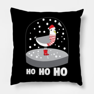 cute seagull snowglobe christmas Pillow