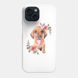 Cute Dachshund Puppy Dog Watercolor Art Phone Case