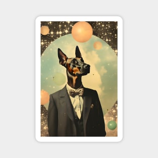 Doberman Dog Portrait in Suit Vintage Art Magnet