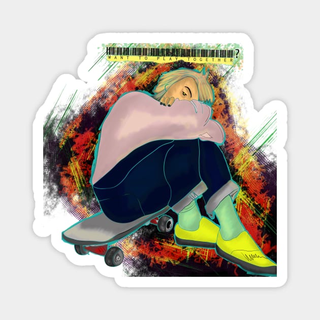 Want to skateboard together? Magnet by Sahaga-haga