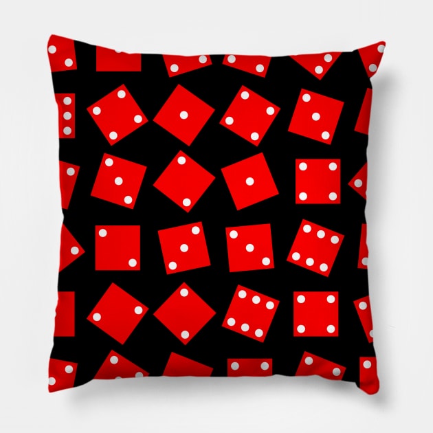 Lucky Red Las Vegas Dice Pattern Pillow by Brobocop