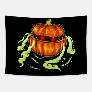 Scary Pumpkin with eyes inside Horror Halloween Tapestry