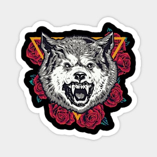 Red Rose And Wolf Magnet