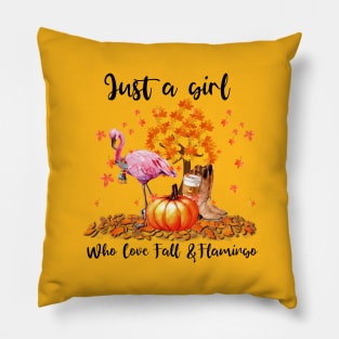 Flamingo Scarf Autumn tshirt Just a girl who love fall and flamingo t-shirt Pillow