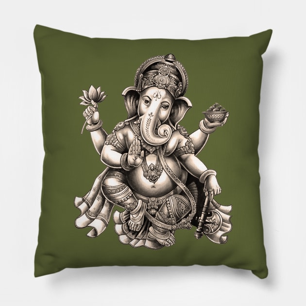 Ganesha Bali Souvenir Hindu Elephant God Yoga Ubud Pillow by Closeddoor