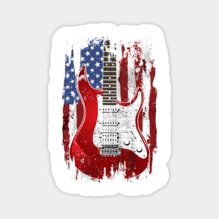 Electric Guitar American Flag Patriotic Guitarist Gift Magnet