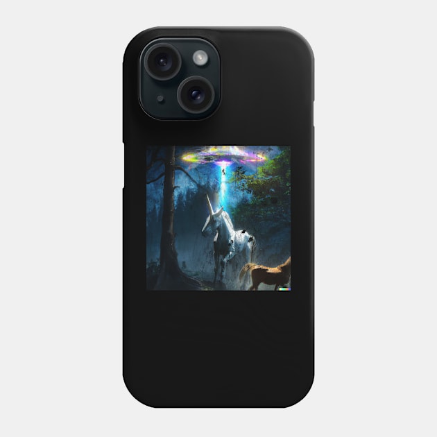 UFO abducting unicorn Phone Case by Tee-Short