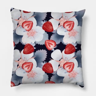 Strawberry Pattern with flowers and leaves Pillow