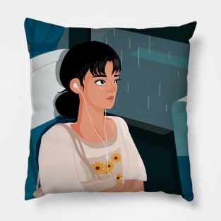 rainy day commute Pillow