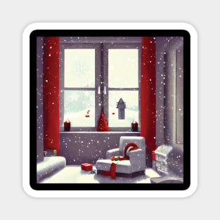 Merry Red Christmas Introverting Snow and Winter Magnet