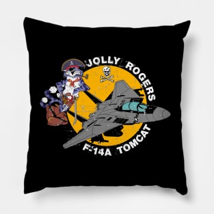 F-14 Tomcat - Jolly Rogers F14A Tomcat - Grunge Style Pillow