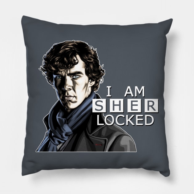 I Am Sherlocked Pillow by artofbriancroll