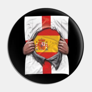 Spain Flag English Flag Ripped - Gift for Spanish From Spain Pin