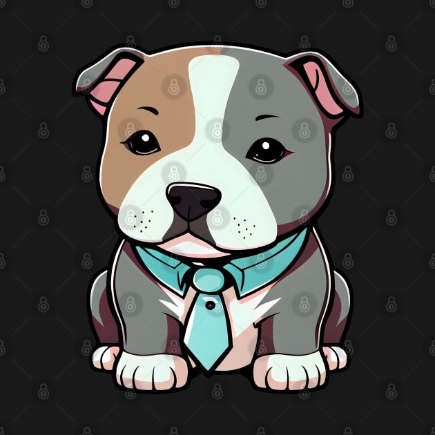 An adorable pit bull puppy wearing a tie by designs4days