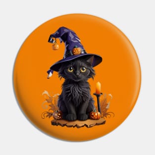 Cute Halloween Witches Black Cat Pin