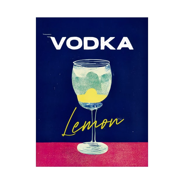 Vodka Lemon Retro Poster on Barshelf Bar Prints, Vintage Drinks, Recipe, Wall Art by BetterManufaktur