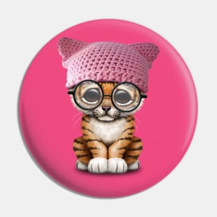 Cute Tiger Cub Wearing Pussy Hat Pin