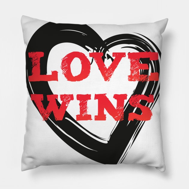 LOVE WINS 2 (black) Pillow by Utopic Slaps