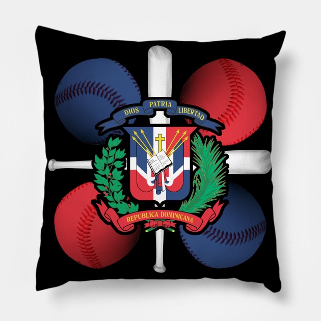 Dominican Republic Flag Baseball Bats Pelota Pillow by qminati