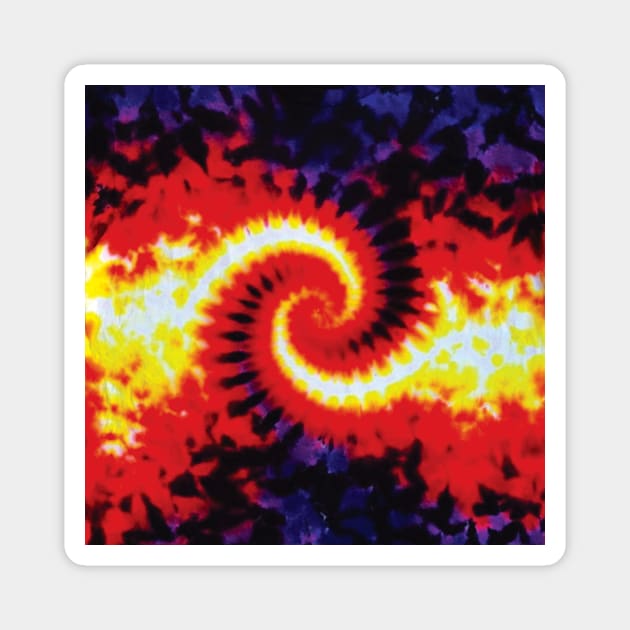 Mini Spiral Yellow Red Purple Tie Dye Magnet by TrippyTieDyes