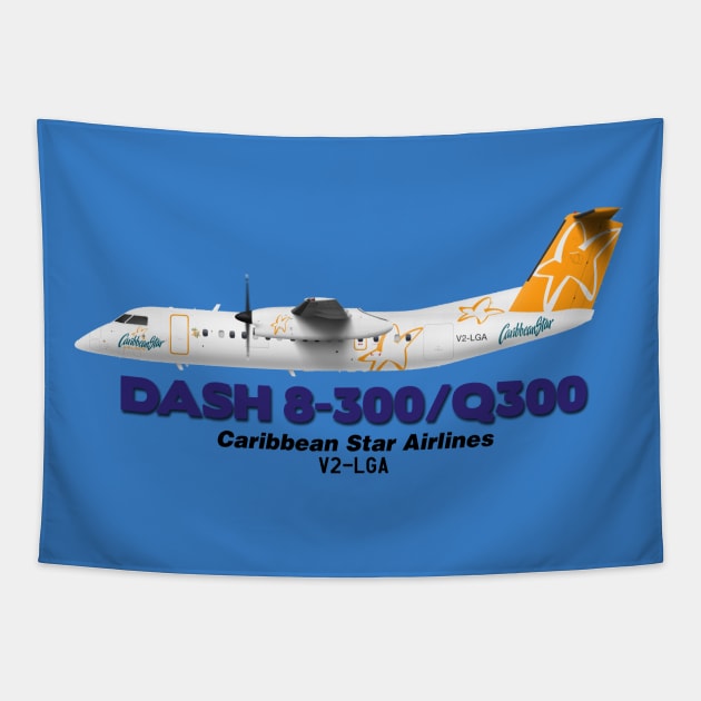 DeHavilland Canada Dash 8-300/Q300 - Caribbean Star Airlines Tapestry by TheArtofFlying