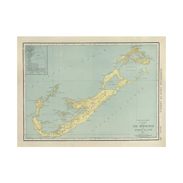 Old Bermuda Map (1924) Vintage Bermudian Island Nautical Chart by Bravuramedia