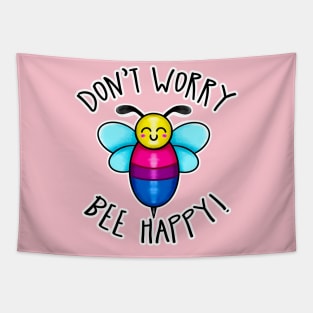 Kawaii LGBT Don't Worry Bee Happy. Bisexual Pride Flag Tapestry